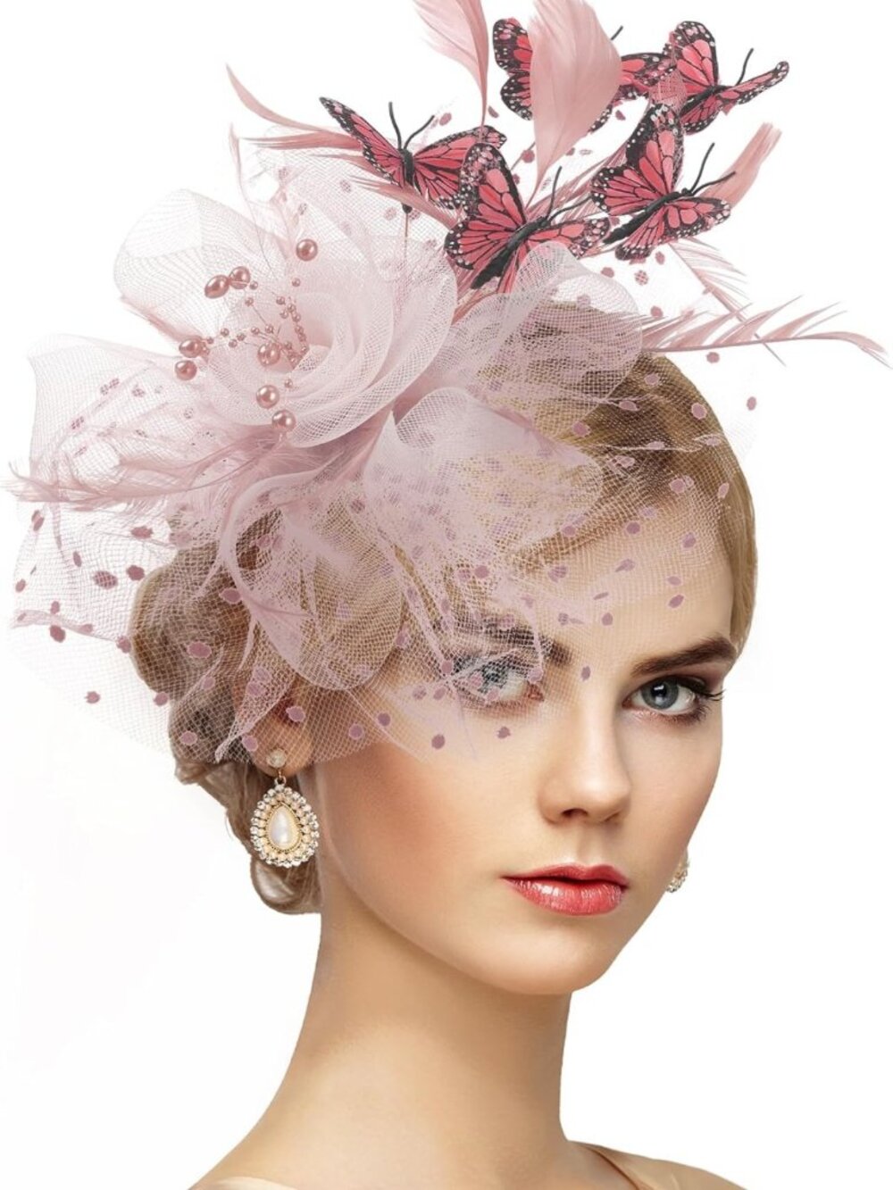 Elegant Butterfly Derby Hat - Classic Tea Party Fascinator with Hair Clip